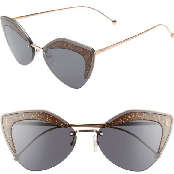 Fendi Glitter Dusted Oversized Cat Eye Sunglasses - Picture 1 of 10